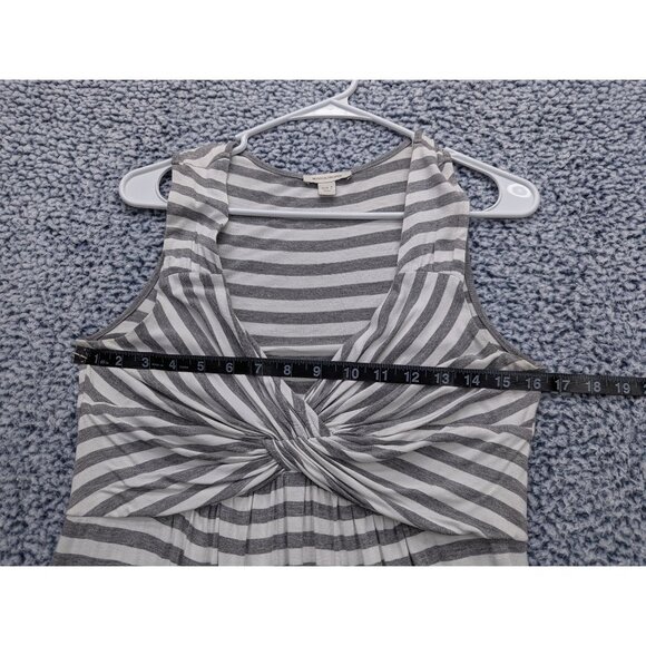 Boston Proper Knot Front V Neck Dress Womens S Knee Length Striped Casual Gray - Picture 9 of 12